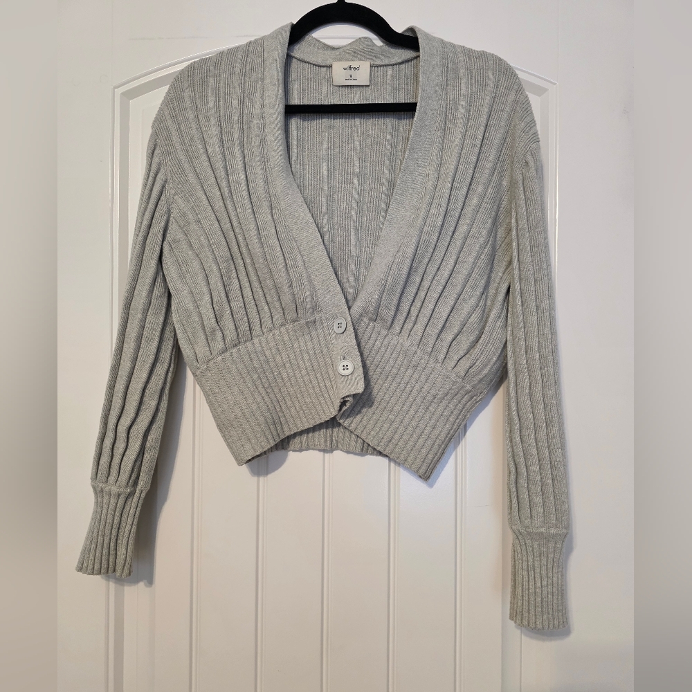 Wilfred Light Gray Ribbed Cardigan